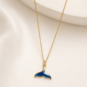 Blue Tide Whale Tail Necklace