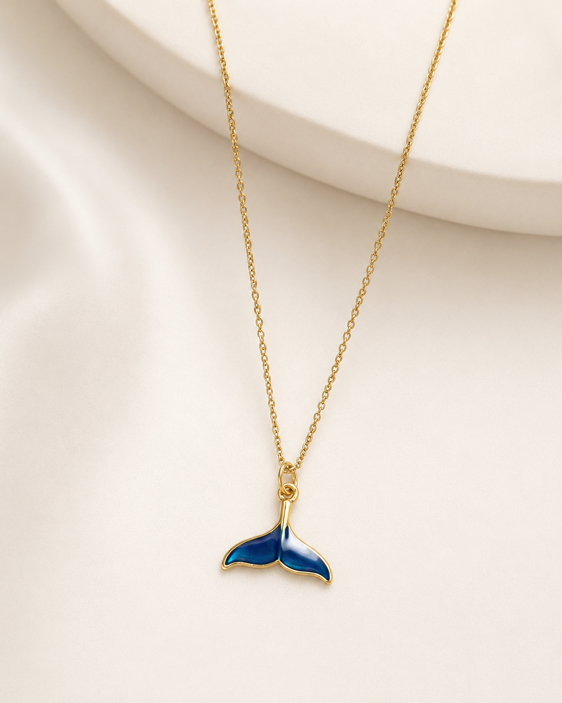Blue Tide Whale Tail Necklace